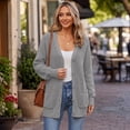 thumbnail image 5 of QUALFORT Cardigan Sweaters for Women, 100% Cotton V Neck Cardigan, Button Front Knit with Pockets, Long Sleeve Relaxed Fit, Light Heather Gray M, 5 of 7