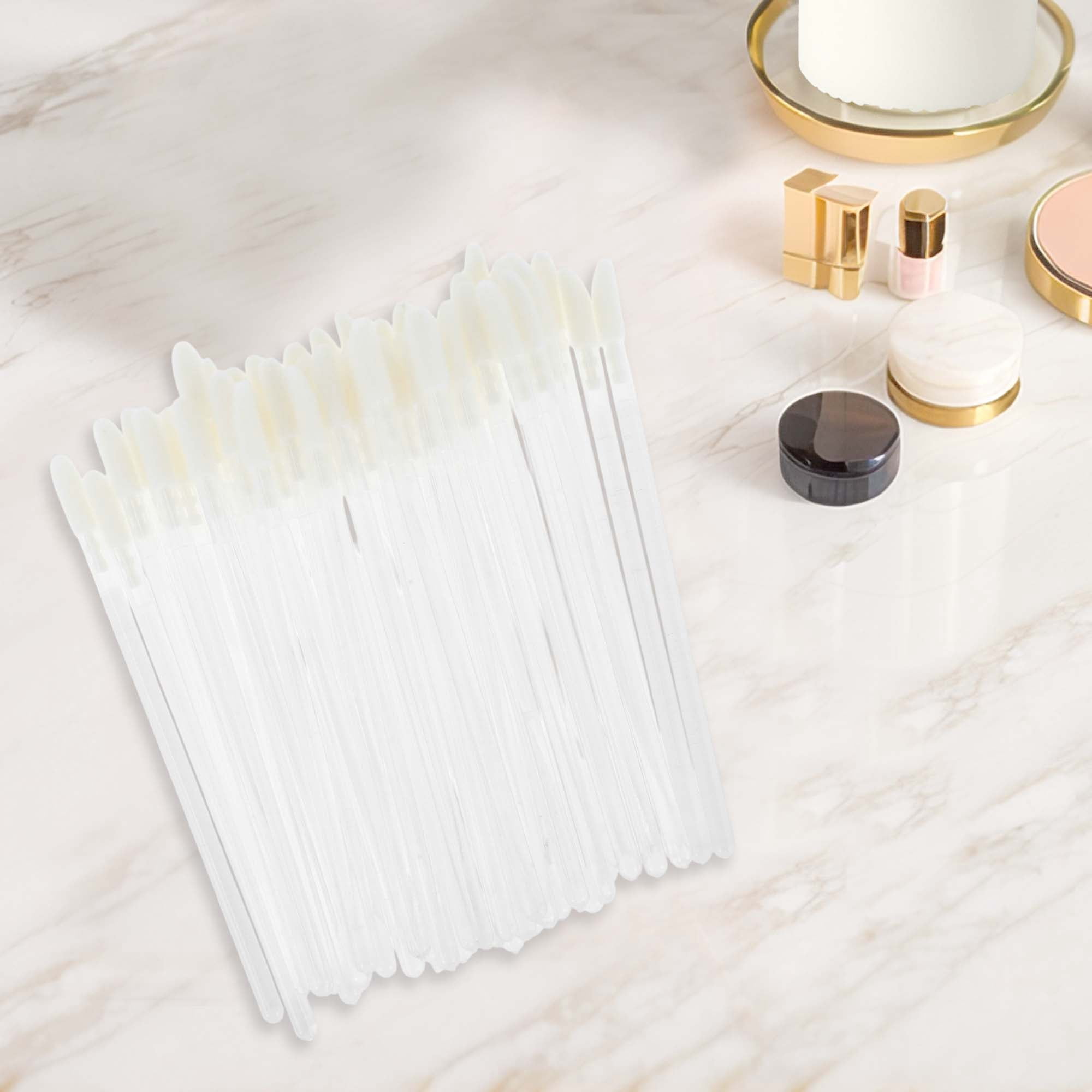 Unique Bargains 50 Pcs Disposable Solid Rod Lip Brush for Daily Makeup Application Clear