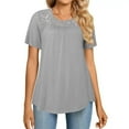 thumbnail image 5 of LETDIOSTO Women's Plus Size Tops Short Sleeve Shirts Lace Pleated Tunic Causal Tee Blouses M-4XL, 5 of 6