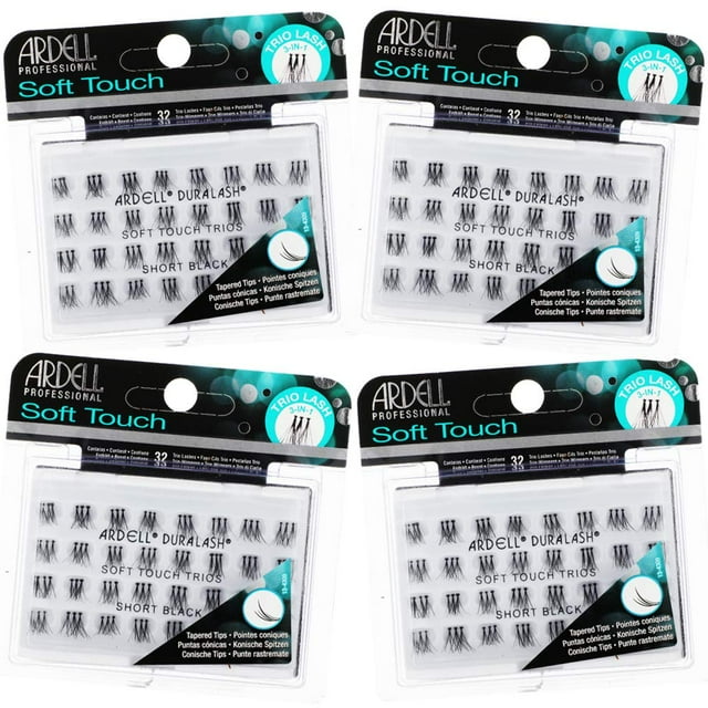 Pestañas postizas Ardell Soft Touch Trios individuales negras, paquete de 4