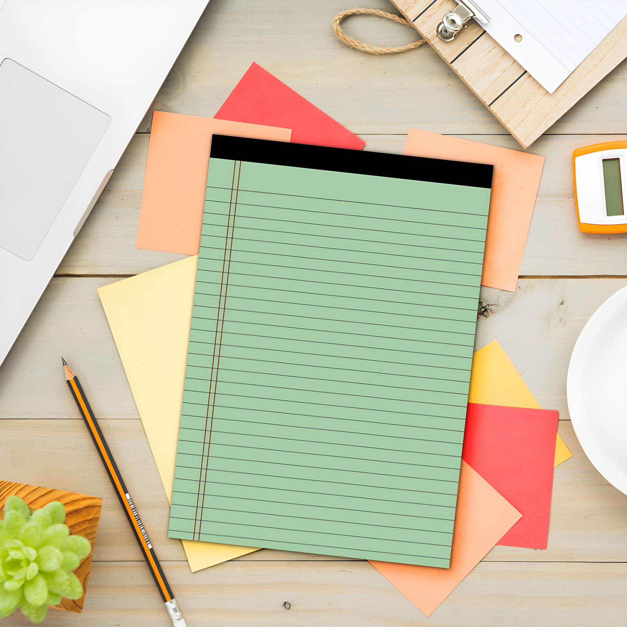 CCOCC 2026 New 4Pcs A3 Small Legal Pads Colored Note Pads Paper College Ruled Notepad Clear Print Writing Pads Legal Pads Perforated Narrow Ruled Pads of Paper(Multi-Color)