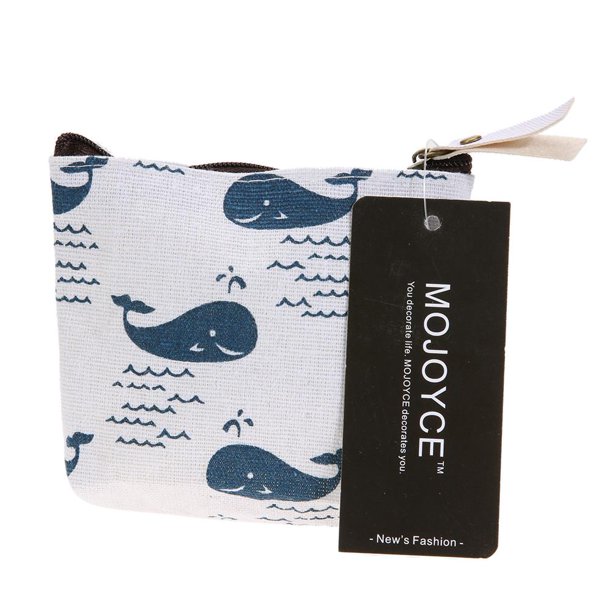 Bolsa Monedero de lona con llave portátil con cremallera coreana a la moda para mujer (ballena) Sywqhk Para Estrenar