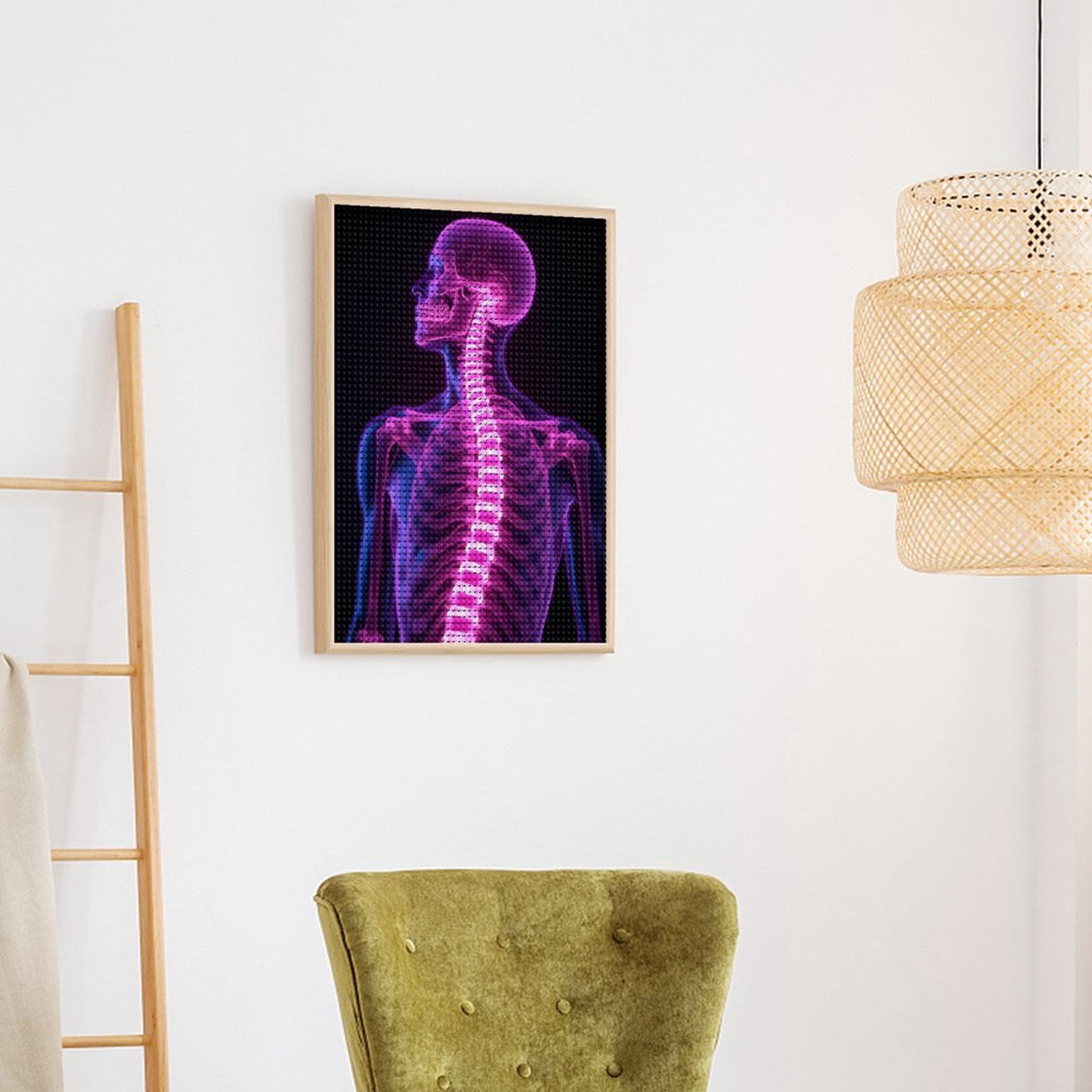 Diamond Art Kits for Adults - Skeleton Spine Anatomy Xray Glow 5d Diamond Painting for Adults, Diamond Art for Adults Beginners, Frameless Diamond Painting Kits for Adults for Home Wall Decor