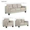 thumbnail image 3 of 3 Piece Sectional Sofa Set, Modern Couch with Nail Head Trim for Living Room, (3+2+1 Seat) Beige, 3 of 7