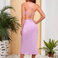 thumbnail image 2 of SWSMCLT Women's Evening Gown Bodycon Bridesmaid Ruched Summer V Neck Dresses Cut Out Dress Party Halter Backless Sexy Cocktail Sundress Pink X-Large, 2 of 4