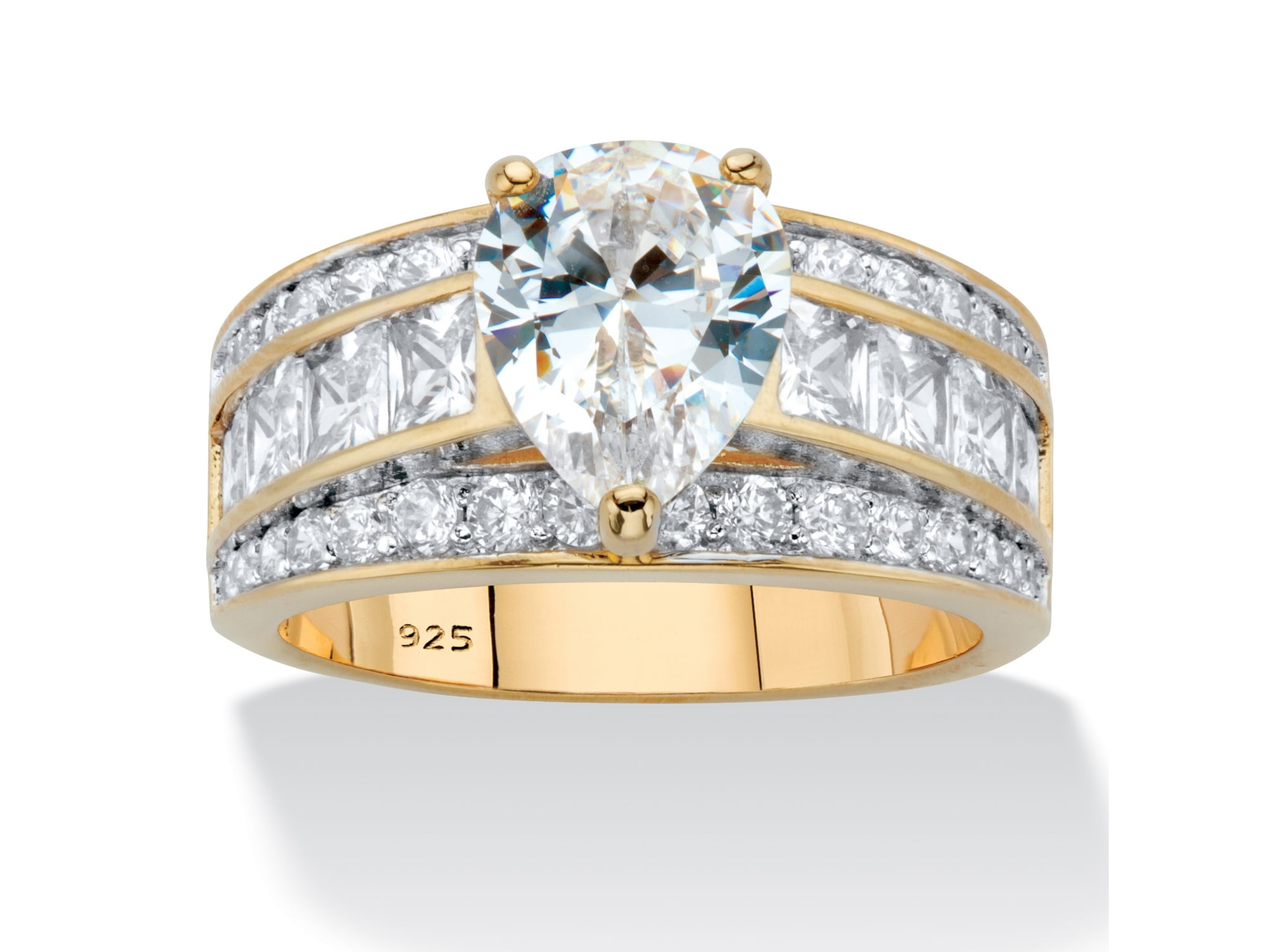 Custom Pear shaped Engagement style ring made in Sterling silver with Cubic Zirconia size 9/& 34