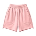 thumbnail image 3 of Women High Waisted Sweat Shorts - Sweatshorts for Women Side Zipper Casual Workout Pull on Elastic Waist Running Shorts with Pockets, Pinky, xl, 3 of 9