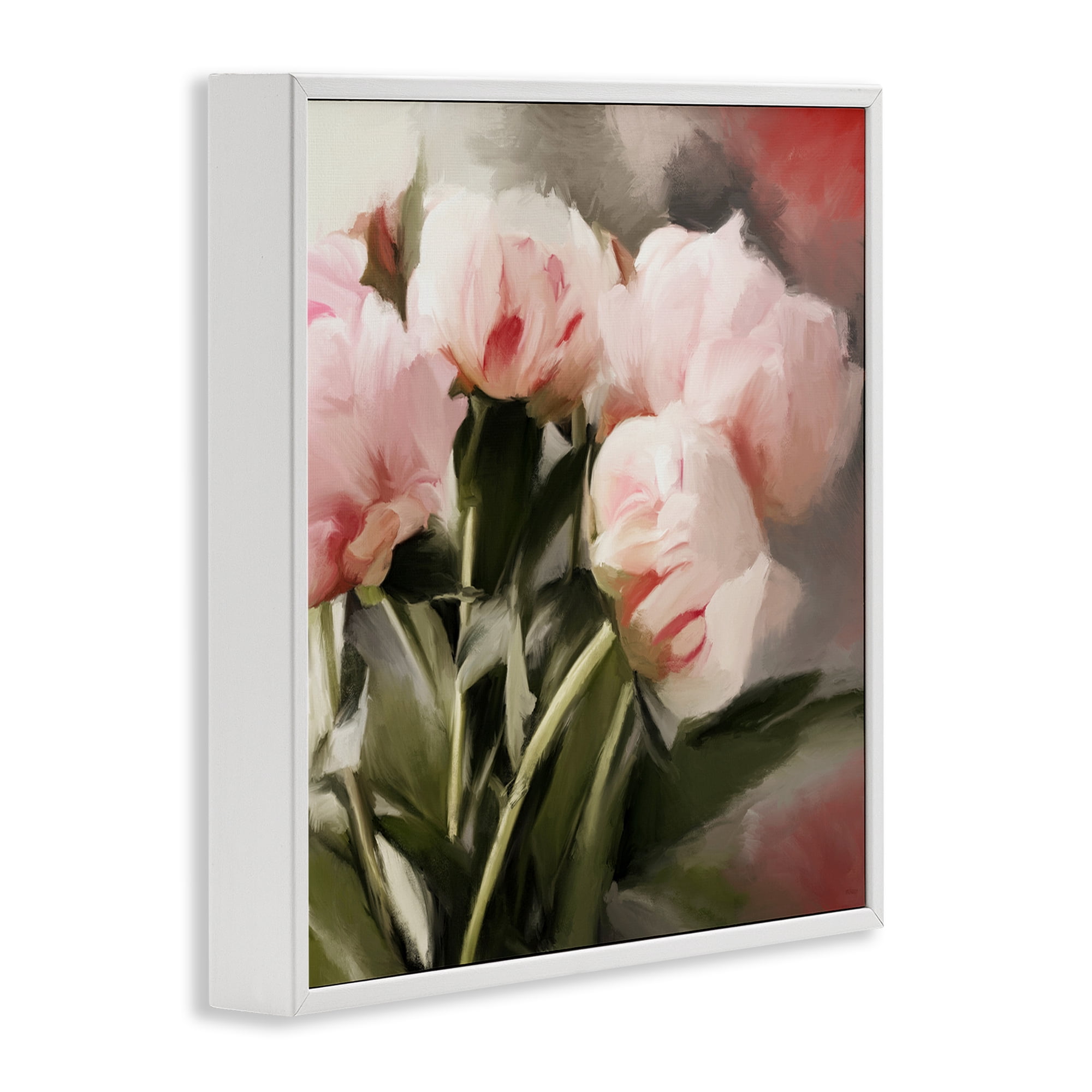 Stupell Industries Pink Floral Arrangement Botanical & Floral Painting White Framed Art Print Wall Art, 24 x 24
