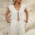 thumbnail image 4 of !Crochet Tops for Women Summer Vacation Outfits Beach Cover Up Tie Front Going Out Spring Vest Eyelet Clothes 2025, 4 of 7