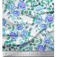 thumbnail image 1 of Soimoi Polyester Crepe Fabric Leaves & Rose Flower Printed Fabric 1 Yard 52 Inch Wide, 1 of 1