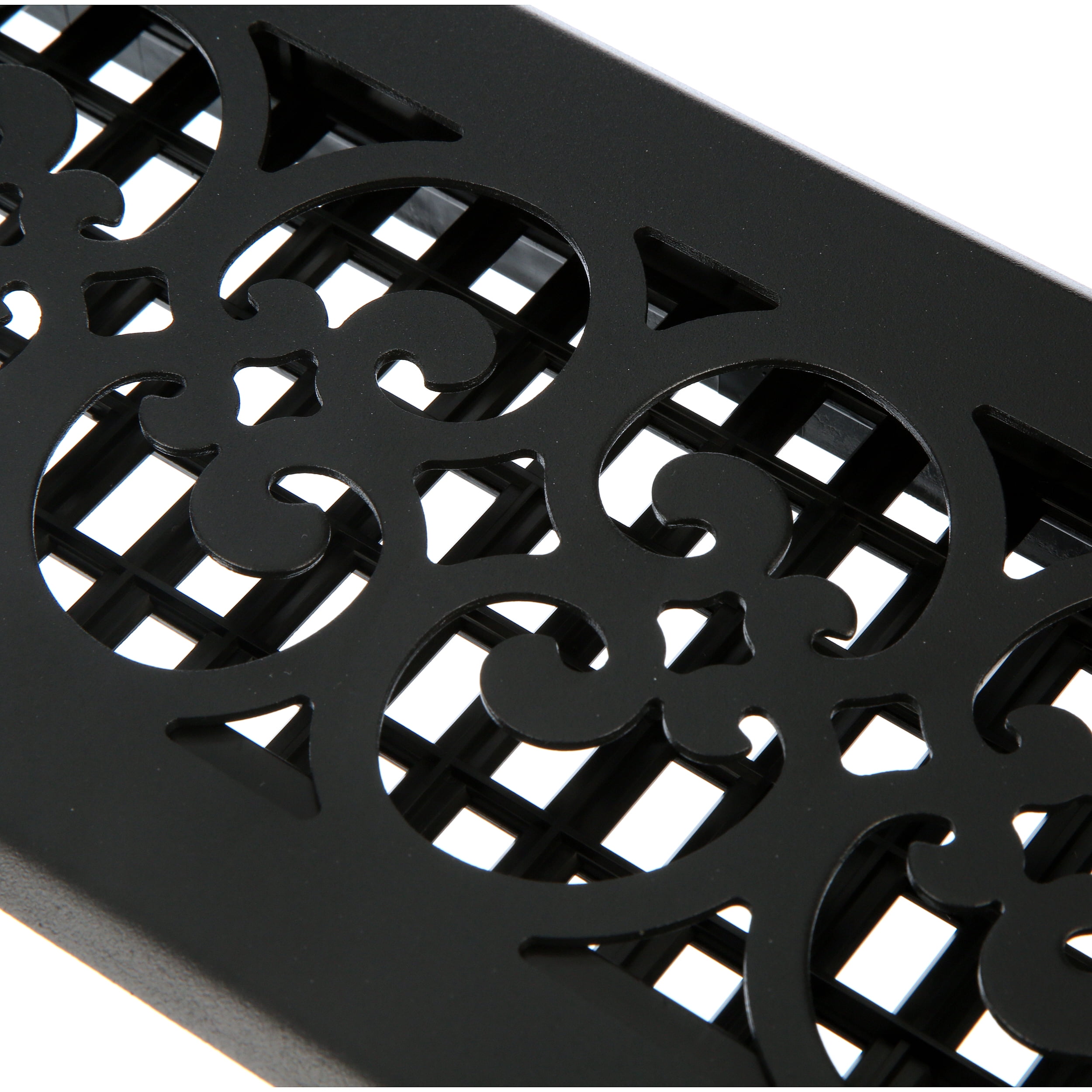 Decor Grates 4" x 14" Textured Black Painted Scroll Design Floor Register