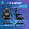 thumbnail image 3 of Rimiking Gaming Chair, Computer Chair Ergonomic Office Chair PU Leather Desk Chair Executive Adjustable Swivel Task Chair with Flip-up Armrest, 3 of 7