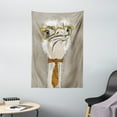 thumbnail image 1 of Indie Tapestry, Sketch Portrait of Funny Modern Ostrich Bird with Yellow Eyeglasses and Tie, Wall Hanging for Bedroom Living Room Dorm Decor, 40W X 60L Inches, Taupe Beige Yellow, by Ambesonne, 1 of 2