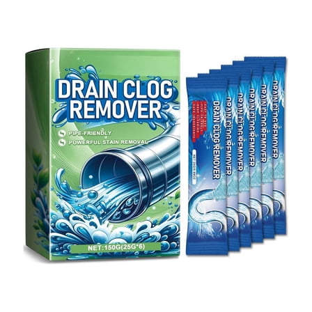Drain Clog Remover Powder Sink Drain Cleaner for Hair and Grease, 6-Packs Powerful Kitchen Sink and Shower Unclogger
