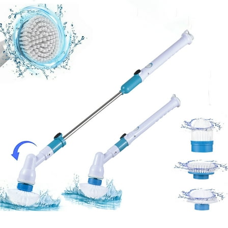 Electric Spin Scrubber,4000mAh Electric Scrubber with 3 Brush Heads Adjustable Extension Handle Power Scrubber for Bathroom Bathtub Wall Floor