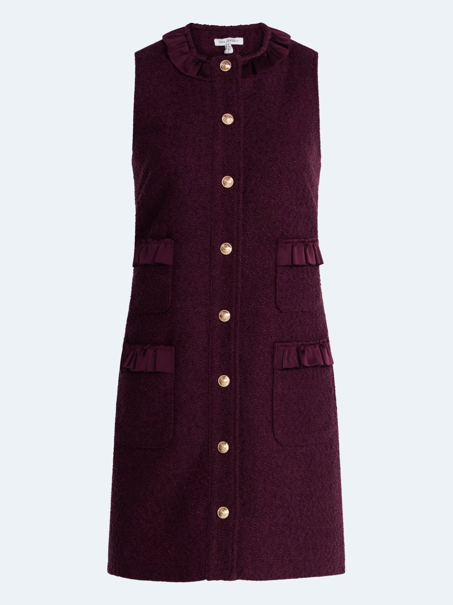 Free Assembly Women's and Women's Plus Sleeveless Button Front Combo Shift Dress, Sizes XS-4X