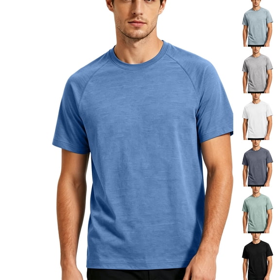 DIOAZUD Men's Raglan Short Sleeve Basic Tees Solid Color Lightweight Casual Summer Tops Crewneck T-Shirts for Daily Wear