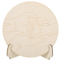 Hemoton Wooden Baby Announcement Sign for Hospital with Stand Engraved Round Keepsake for Nursery Decoration Beige Color