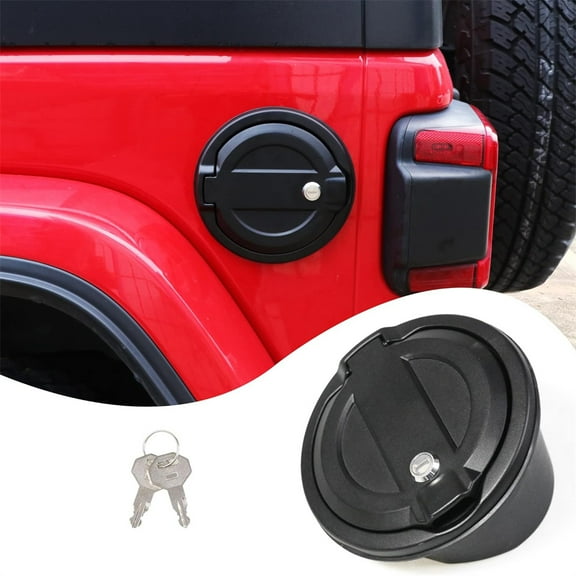 Furulu Black Locking Gas Tank Cap Fuel Filler Door Cover For Jeep Wrangler JL 2018-2023