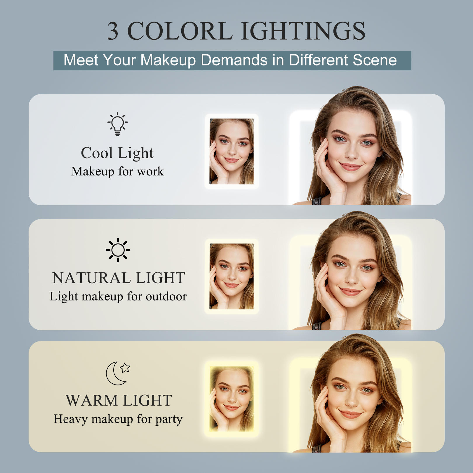 Funtouch Portable Folding Makeup Mirror with Lights photo 4
