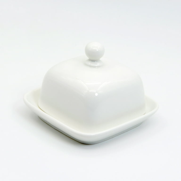 White Butter Dish with Lid, Butter Keeper Holder Container with Handle -  Lifewit – Lifewitstore