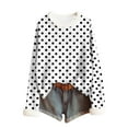 thumbnail image 4 of Ounisa Womens Tops Autumn Winter Pullover Sweater Loose Casual Long Sleeved Round Neck Polka Dots Pattern Shacket Blouse, 4 of 5