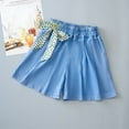 thumbnail image 2 of Diufon Summer Girl's Denim Shorts Elastic Waist Bow Shorts Trendy Pleated Wide Leg Shorts, 2 of 6