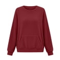 thumbnail image 7 of Womens Sweatshirt with Pockets Lightweight Long Sleeve Round Neck Sweatshirt Keep Warm Tops, 7 of 7