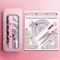 thumbnail image 5 of 8 Piece Geometry Set, Compass & Ruler Kit for Studonts, Math Drawing Tools Gift Box – SchooI Supplies with Protractor, Triangle Rulers, Pencil, Eraser, Sharpener - Pink, 5 of 5