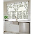 thumbnail image 4 of Sage Green Flower Kitchen Curtain and Valance Set 3 Pieces,Rod Pocket Short Tier Curtains 24 Inch Length,Vintage Country Rose Leaf Floral Swag Topper Small Window Treatment for Cafe Bathroom Bedroom, 4 of 6