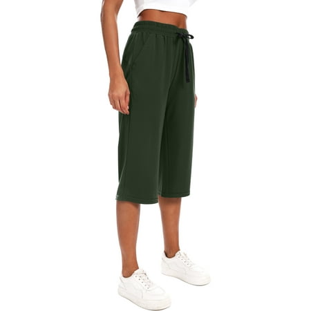 cadmus women s 15 long bermuda shorts below the knee capri sweatpants loose comfy athletic shorts with pockets olive green xx-large