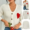 Cardigan Sweaters for Women Border Sweet Love Embroidered V Neck