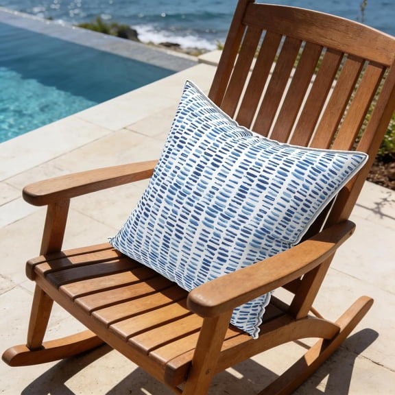 Outdoor Throw Pillows 16x16  Waterproof Square Pillows with Piping Fade Resistant Accent Pillow for Spring Summer Garden Decoration, Set of 2, Pebble Blue