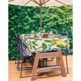 thumbnail image 3 of Outdoor Tablecloth with Umbrella Hole and Zipper 60 x 84 Inch Lemon with Leaves Blue Floral Pattern Linen Style Table Cover for Rectangular Tables Tabletop Collection for Patio Garden Picnic, 3 of 6