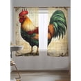 thumbnail image 5 of Farmhouse Rooster Sheer Curtains 2 Panels Set Vintage Rustic Country Chicken Lihgt Filtering Rod Pocket Voile Drape, Semi Sheer Window Curtains for Bedroom Living Room, 52"x63", 5 of 5