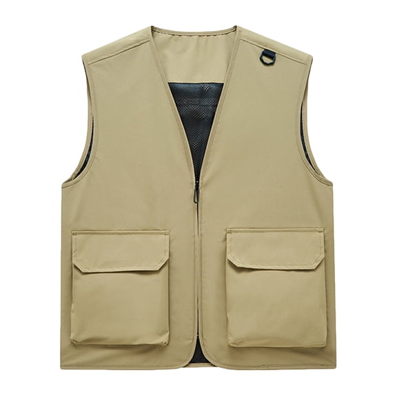 QSAWXQZ Men's Outdoor Mesh Fishing Vest Zip Up Breathable Utility V Neck Sleeveless Jacket with Pockets 2XL