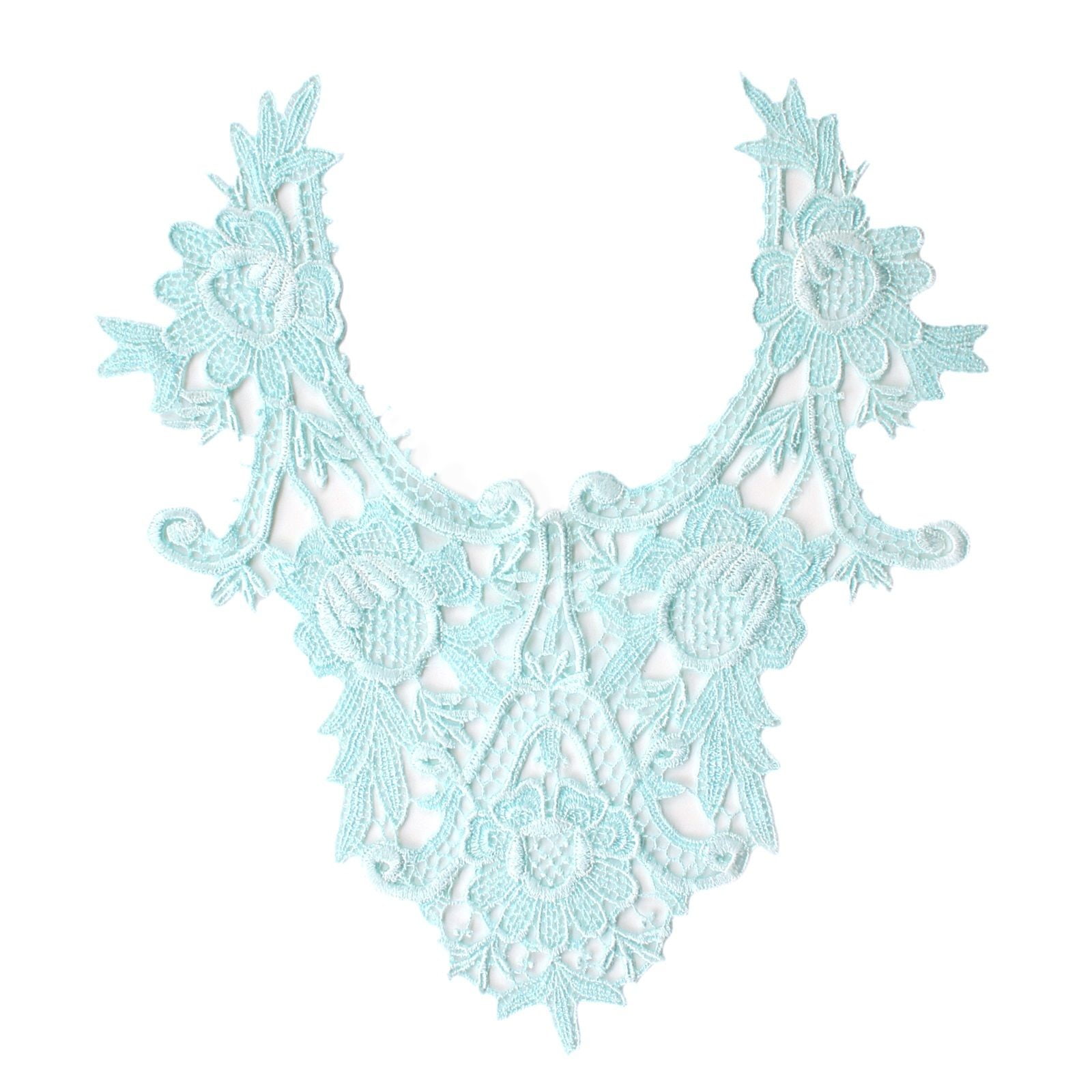 11.25/"x12/" Black Ivory Turquoise Burgundy Bodice Venise Lace Bridal Applique