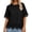 #3Black, variant on Womens Tops Scalloped Lace Trim Crop Top Short Sleeve Crew Neck Slim Fit Summer Casual Going Out Top