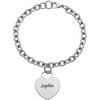 Personalized Engraved Name Stainless Steel Heart Charm Bracelet, 7.5"