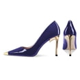 thumbnail image 4 of FSJ Women Classic Closed Cap Toe Pumps Slip on Stiletto High Studded Heels Metal Sexy Dress Wedding Daily Wear Shoes Size 5 Blue, 4 of 4