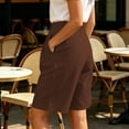thumbnail image 4 of Women's Wide Leg Shorts Baeitkot Women's High Waisted Shorts Pleated Wide Leg Knee Length Casual Shorts with Pockets for Work Office Coffee M, 4 of 9