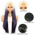 thumbnail image 6 of Unique Bargains Lace Front Wigs for Women 26" Blonde Gradient Purple Long Straight Hair with Wig Cap, 6 of 6