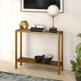 thumbnail image 2 of Henn&Hart 36" Brass Metal/Glass Console Table, 2 of 8