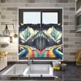 thumbnail image 4 of Yayeee Kitchen Curtains Tier Pair Light Filtering 27"x36" Rod Pocket Short Cafe Window Panel, Evening Mountain Road, 4 of 7
