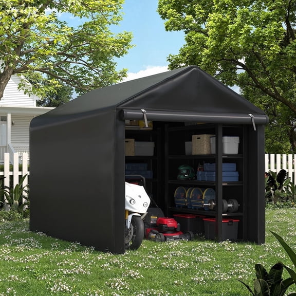 Erommy 5x7 FT Storage Sheds , Portable Sheds and Outdoor Storage with Rolled up Zipper Door for Motorcycles,Bikes and Garden Tools