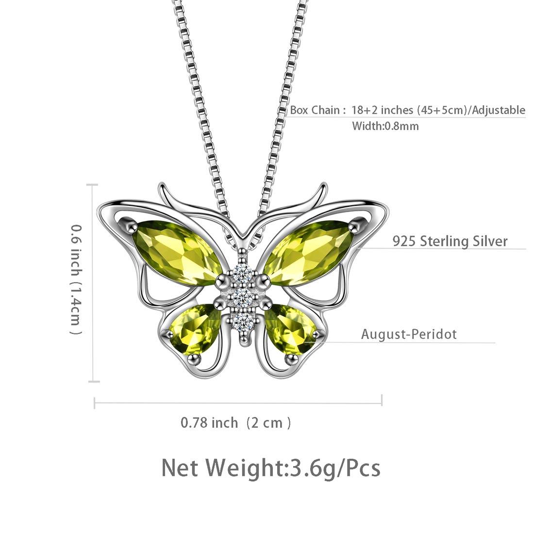 Juwaliy August Birthstone Butterfly Necklace in Sterling Silver photo 5