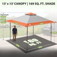 thumbnail image 4 of EAGLE PEAK 13 x 13 ft Straight Leg Pop Up Canopy Tent Instant Outdoor Canopy Easy Single Person Set-up Folding Shelter w/Auto Extending Eaves 169 Square Feet of Shade (Orange), 4 of 10