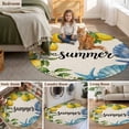 thumbnail image 6 of Summer Lemon Round Living Room Rugs 4 ft, Oceans Blue Shells Starfish Flower Linen Texture Washable Area Rug with Non-Slip Sturdy Edge Binding Round Carpet for Entryway Kitchen Bedroom Bathroom, 6 of 9