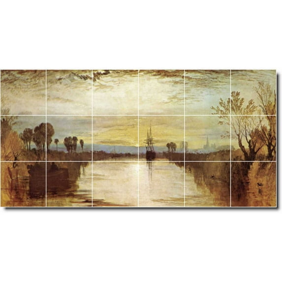 Ceramic Tile Mural-Joseph Turner Waterfront Painting 299. 36" w x 18" h using (18) 6 x 6 ceramic tiles