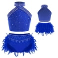 thumbnail image 5 of YiZYiF Kids Girls 2 Piece Lyrical Ballet Dance Outfit Sleeveless Shiny Rhinestones Crop Top and Blue 6, 5 of 6